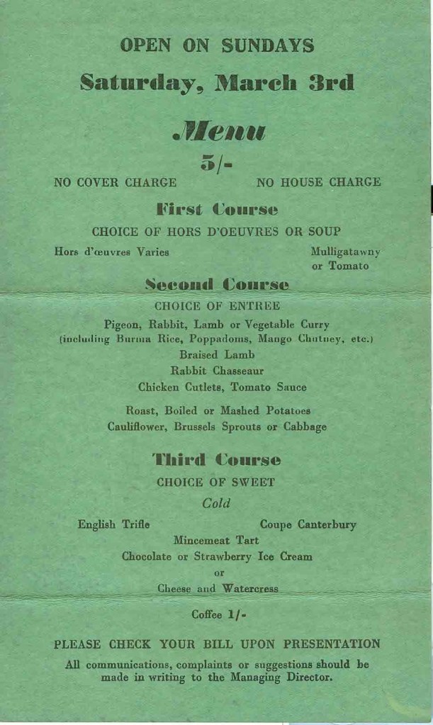 Veeraswamy's - March 3, 1945 #2