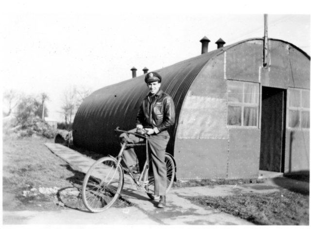 Kenneth E. Cline outside his living quarters at Wendling.